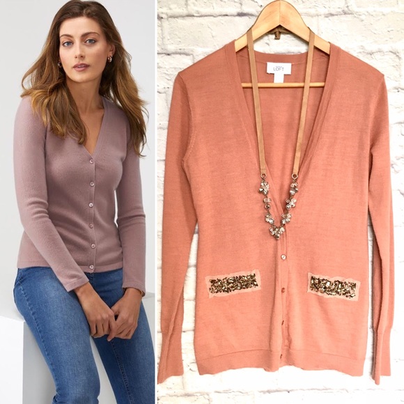 Ann Taylor Loft Cardigan Mauve Pink Size S & M - Picture 2 of 11